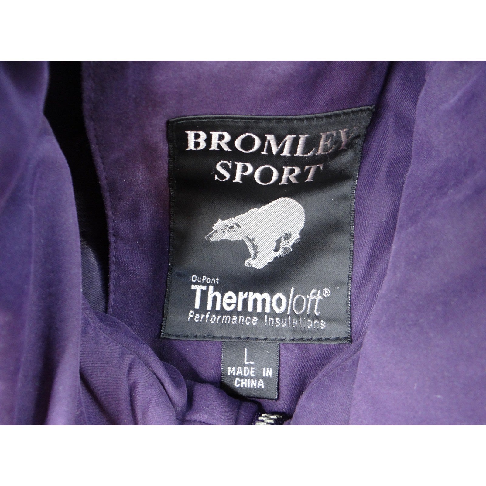 Bromley Sport Purple Quilted Lined Zip Jacket Women Sz L Thermo Loft Insulation