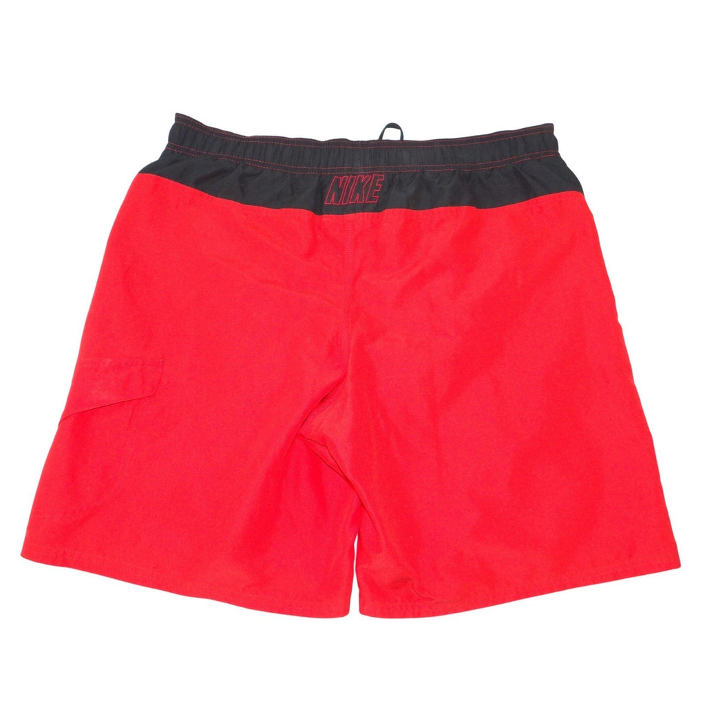 Nike Mens Red Colorblock Swim Trunks Board Shorts Mesh Lined Large