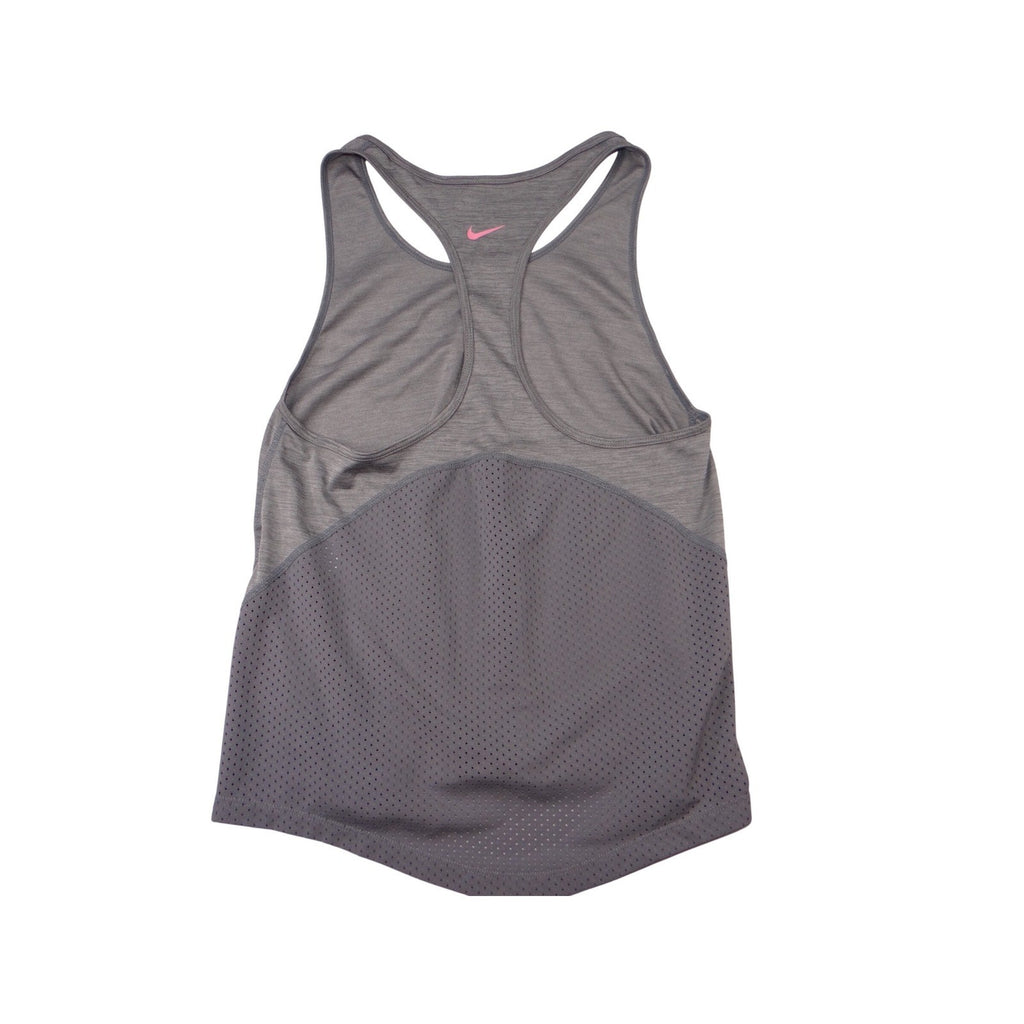 Nike Dri Fit Racerback Tank Top Gray Pink Stripes Athletic Workout Size S