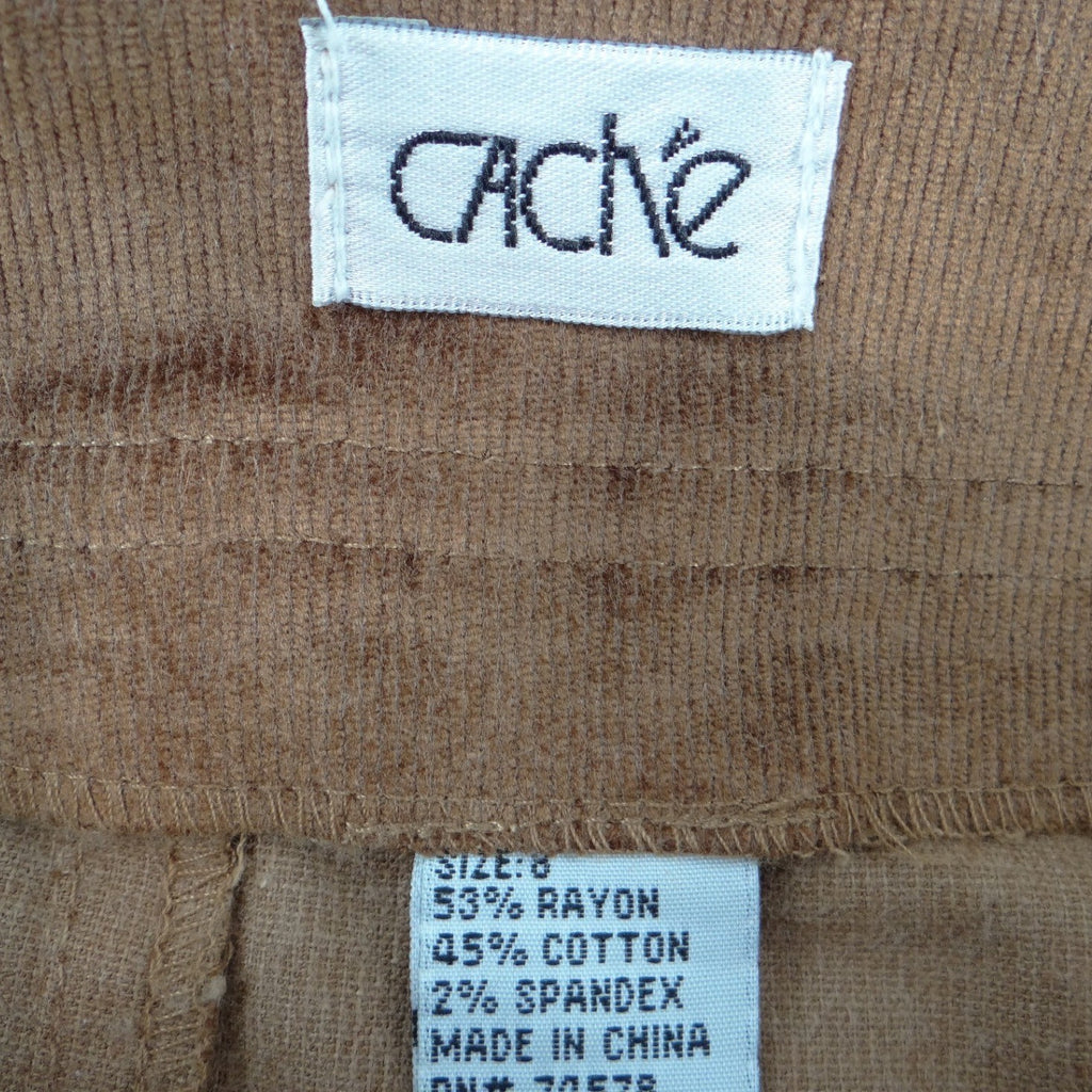 Cache Womens Brown Corduroy Utility Mini Skirt Size 8 Front Flap Pockets Stretch