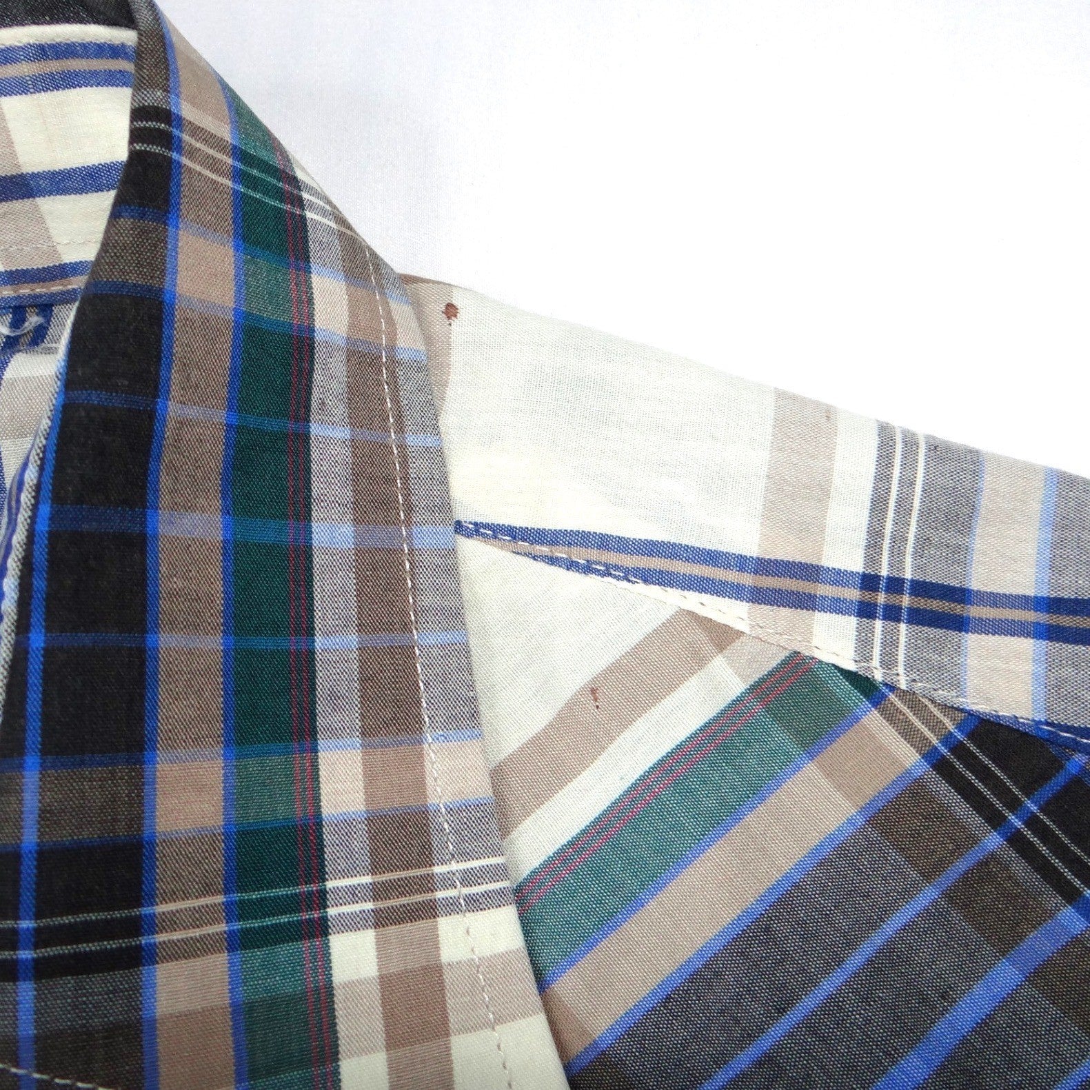 ELY PLAINS Mens Plaid Western Shirt Short Sleeve Pearl Snap Size M
