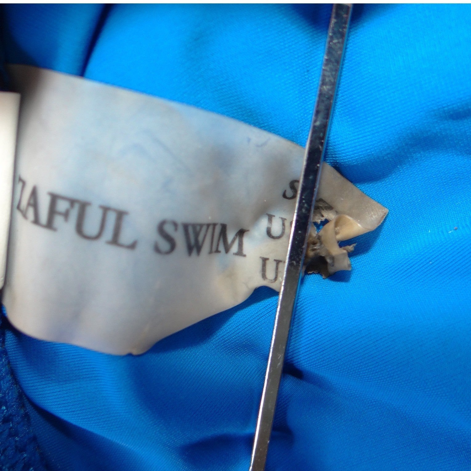 Womens Blue Ruched Bandeau Bikini Set High Cut Cheeky Swimsuit Size M