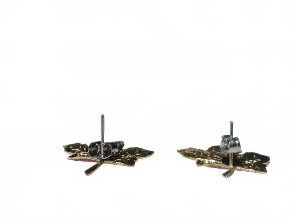 Red Maple Leaf Shaped Earrings