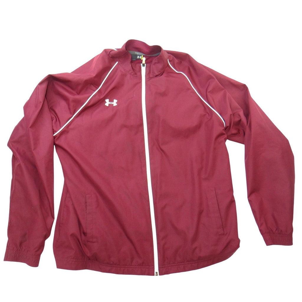 Under Armour Mens XL Maroon Full Zip Track Jacket Mesh Lined Burgundy Mock Neck