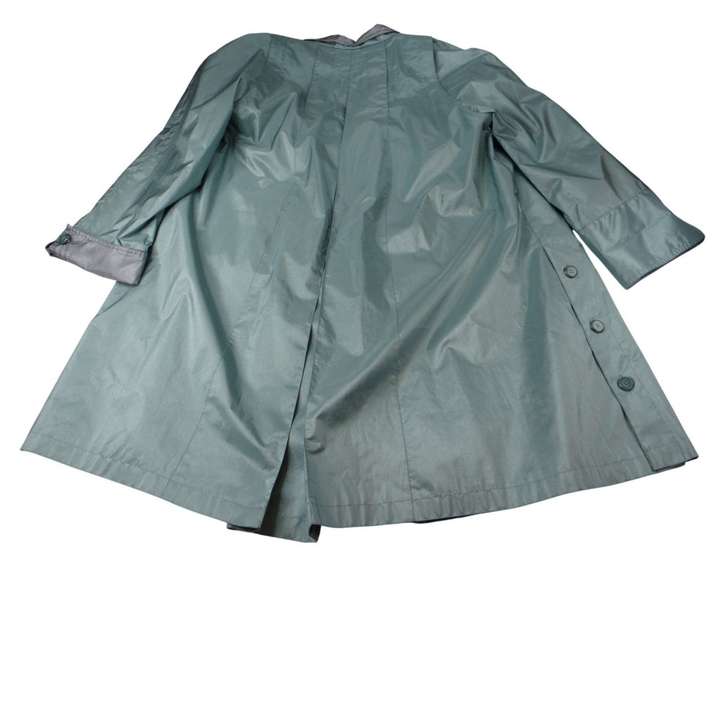 Vintage British Mist Teal Raincoat Women's Size 16 Trench Style Water Resistant