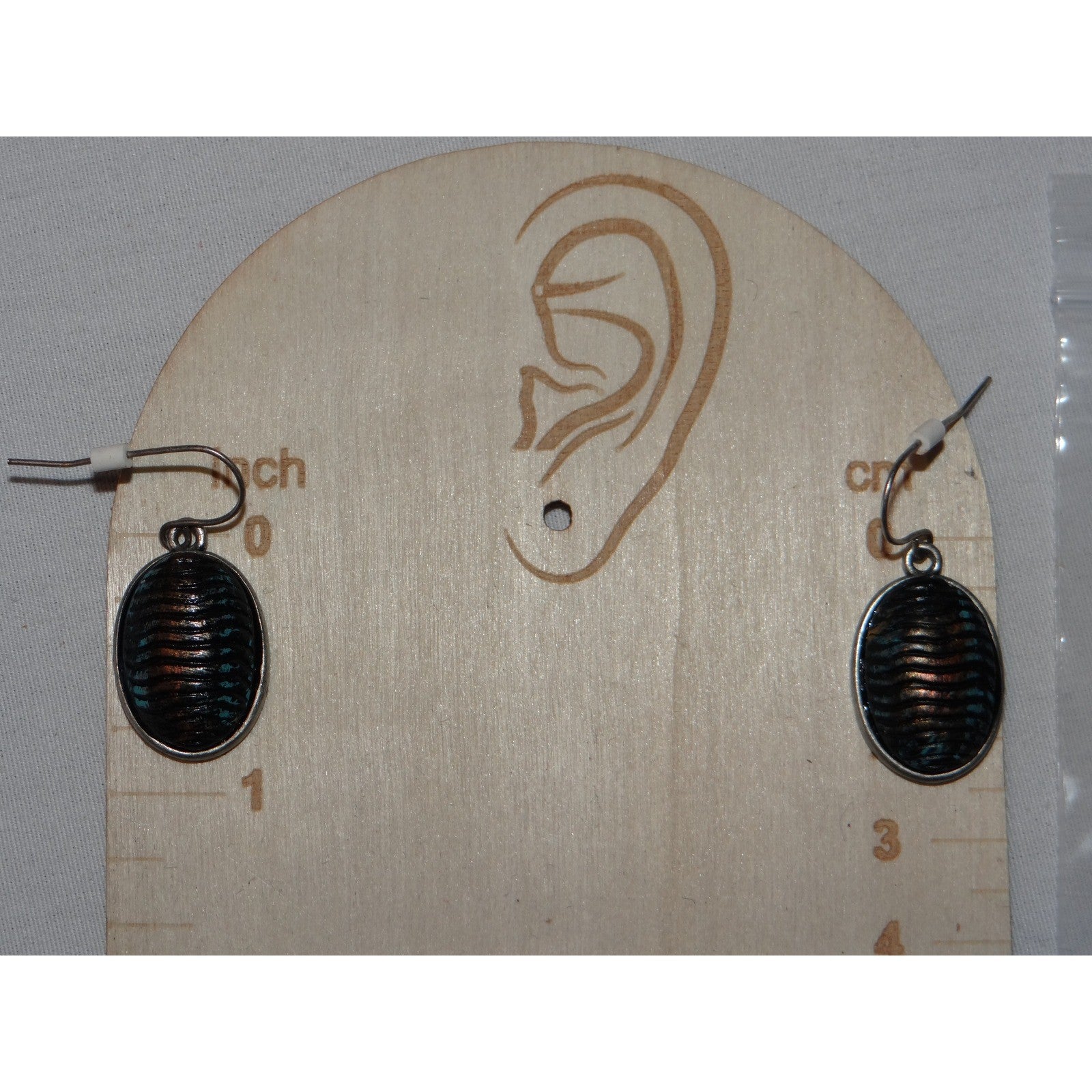Oval Dangle Earrings Dark Bronze Copper Tone Textured Boho Women