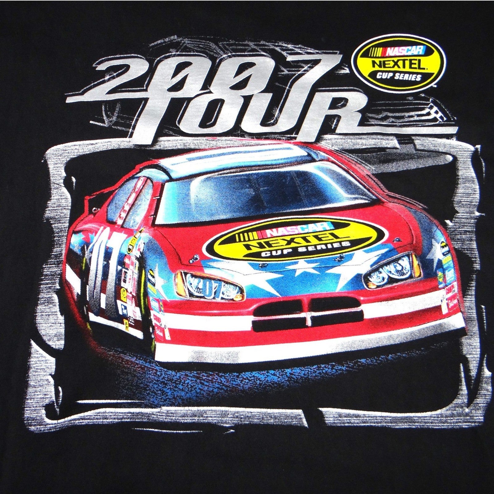 Y2K NASCAR Nextel Cup Series 2007 Tour TShirt Mens 3X Black Graphic Double Sided