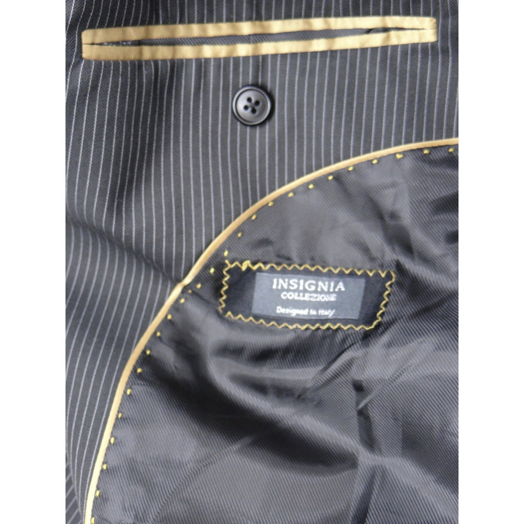 Insignia Collezione Men High Twist Microtech Super Deluxe Pinstripe Blazer Sz L