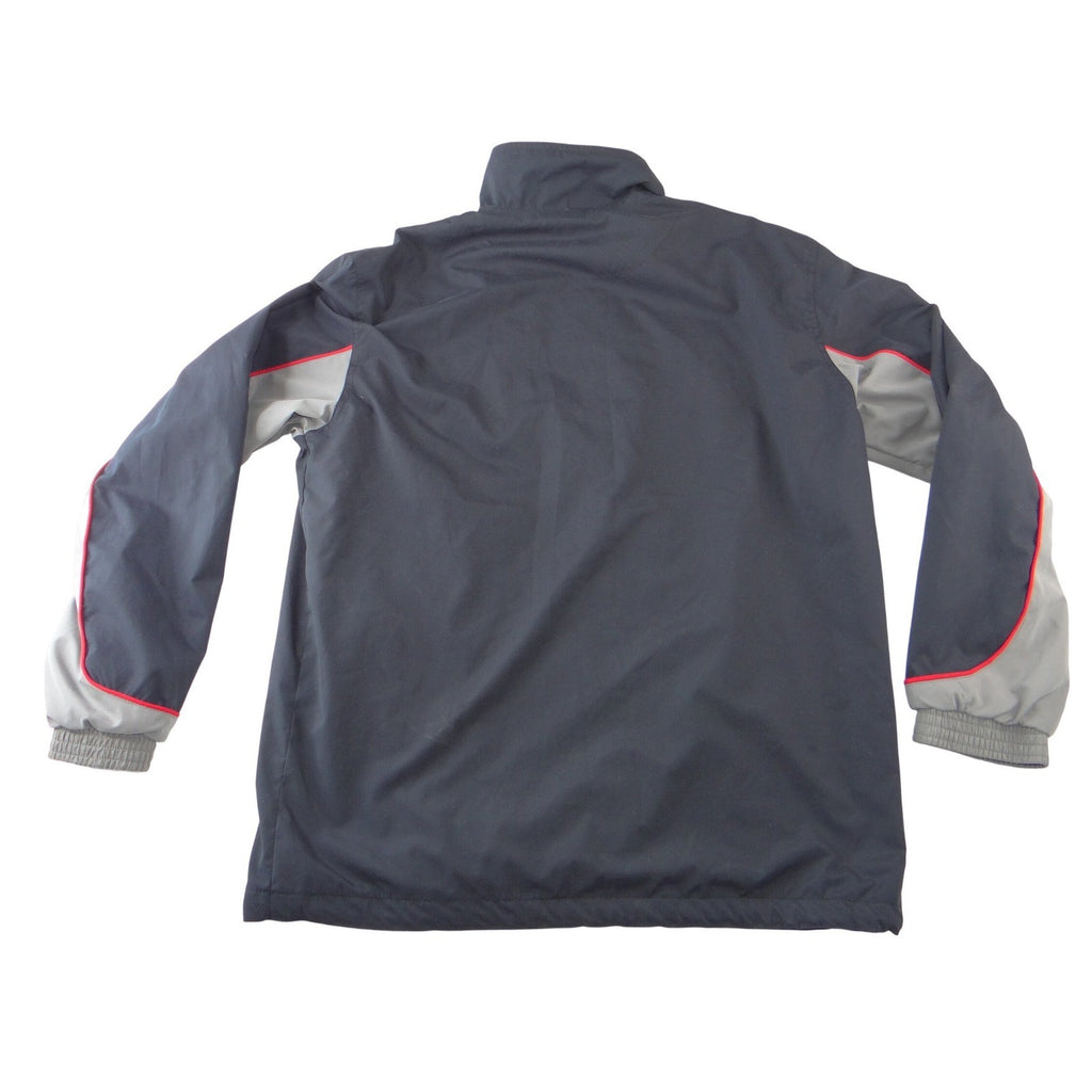 Reebok Womens Windbreaker Jacket Black Grey Red Full Zip Lined Mock Neck