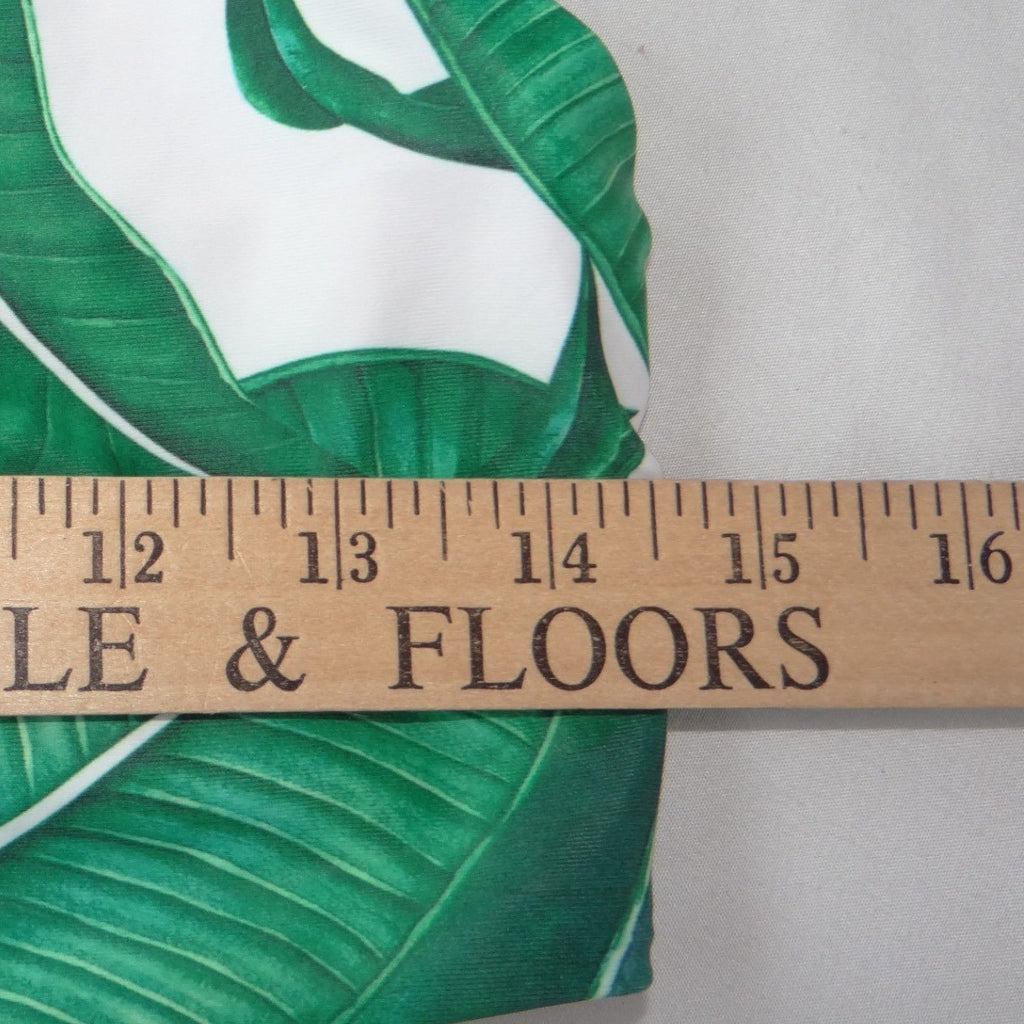 Unbranded Tropical Banana Leaf Print High Waisted Bikini Set Green White Medium