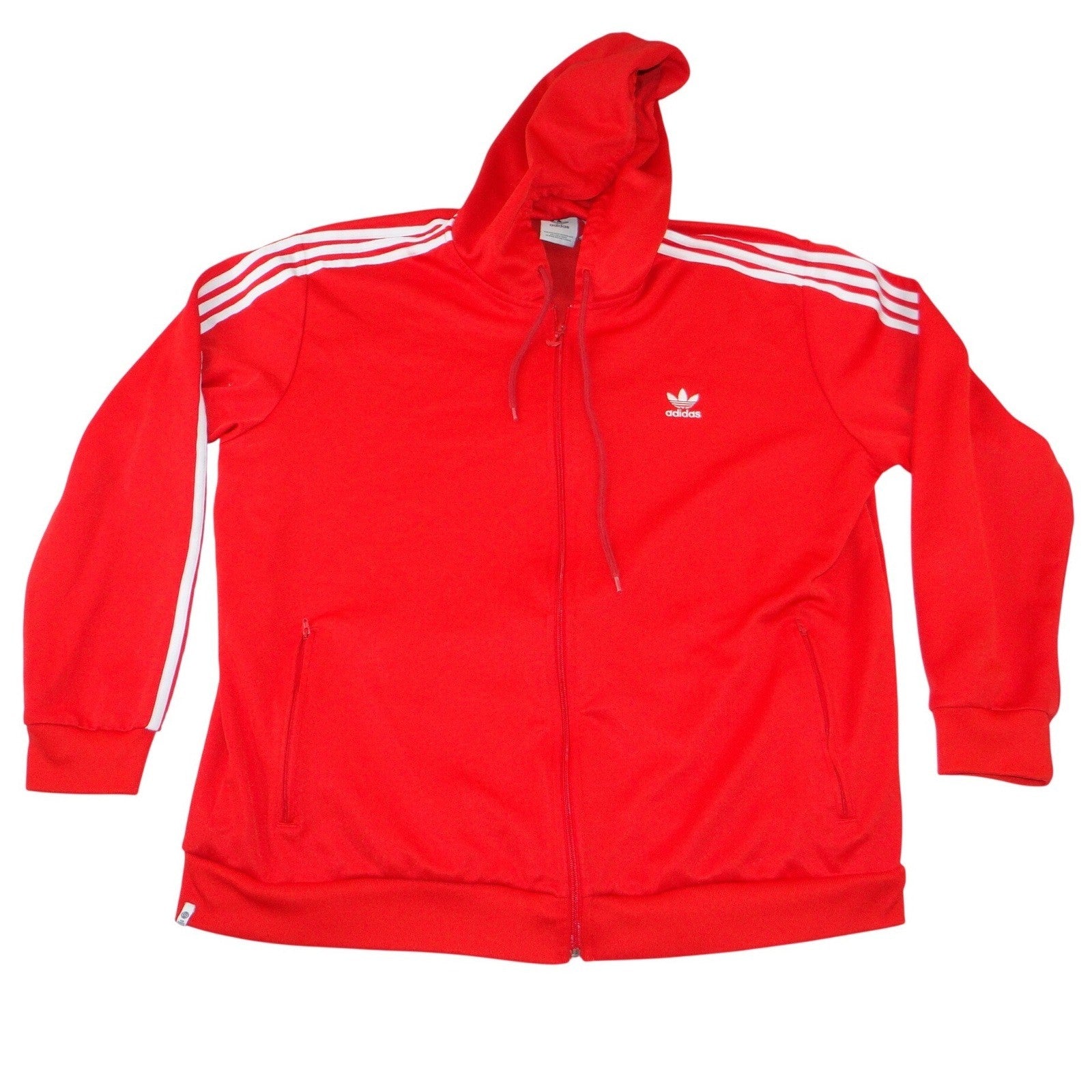 Adidas Originals Mens 2XL Red Track Jacket Hoodie 3-Stripes Trefoil