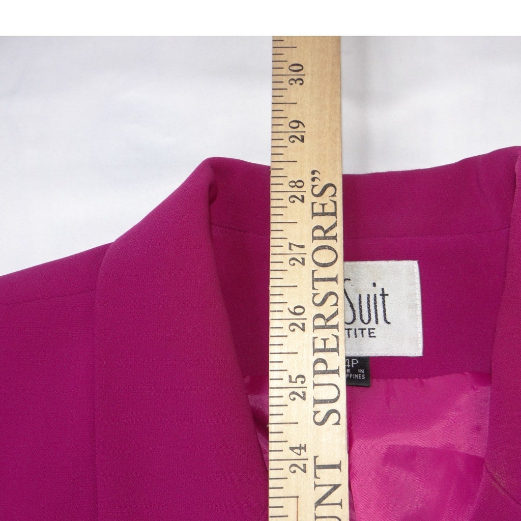 Le Suit Vintage Petite Women Magenta Pink 2 Piece Skirt Suit Blazer Set Size 10P