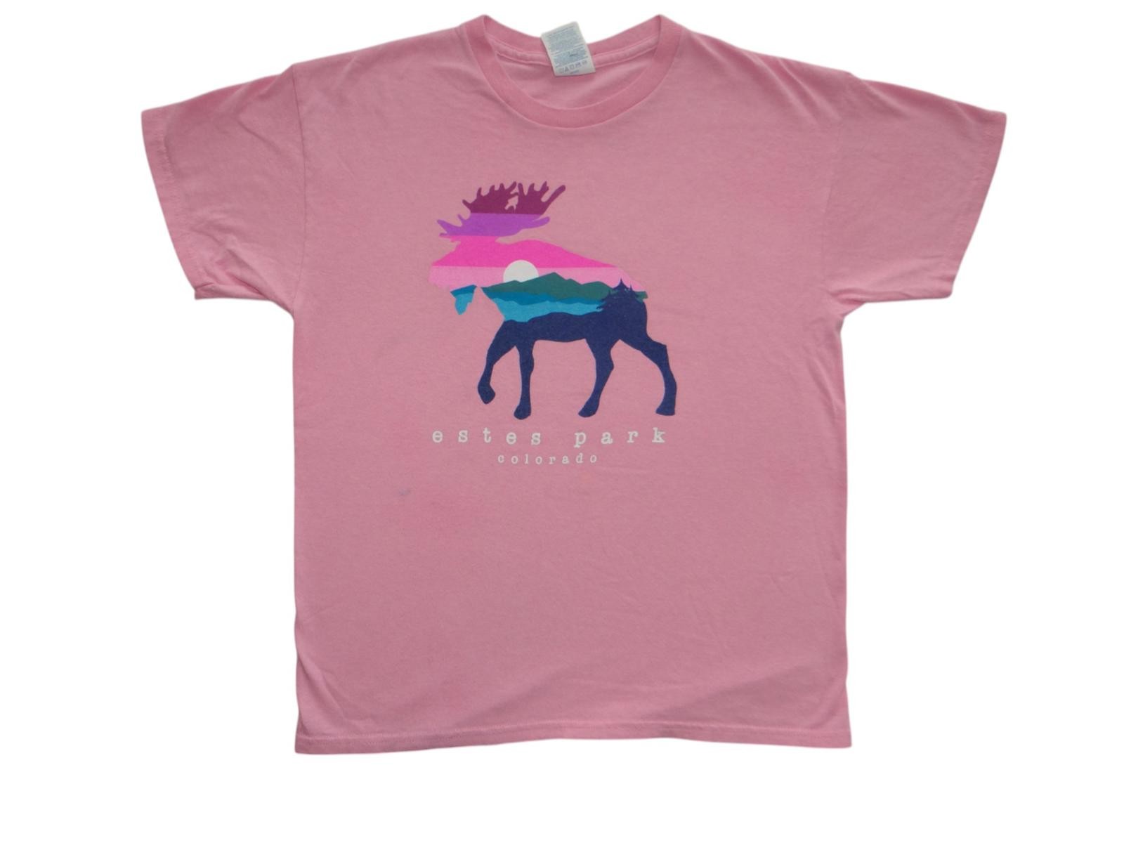 Estes Park Colorado Graphic T-Shirt - Pink Moose Design