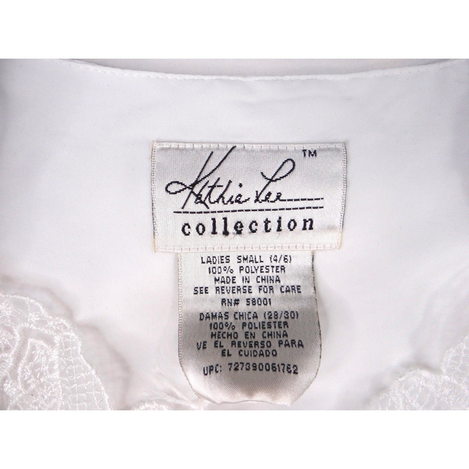 Vintage Kathie Lee Collection Womens Small White Lace Trim Button Front Blouse