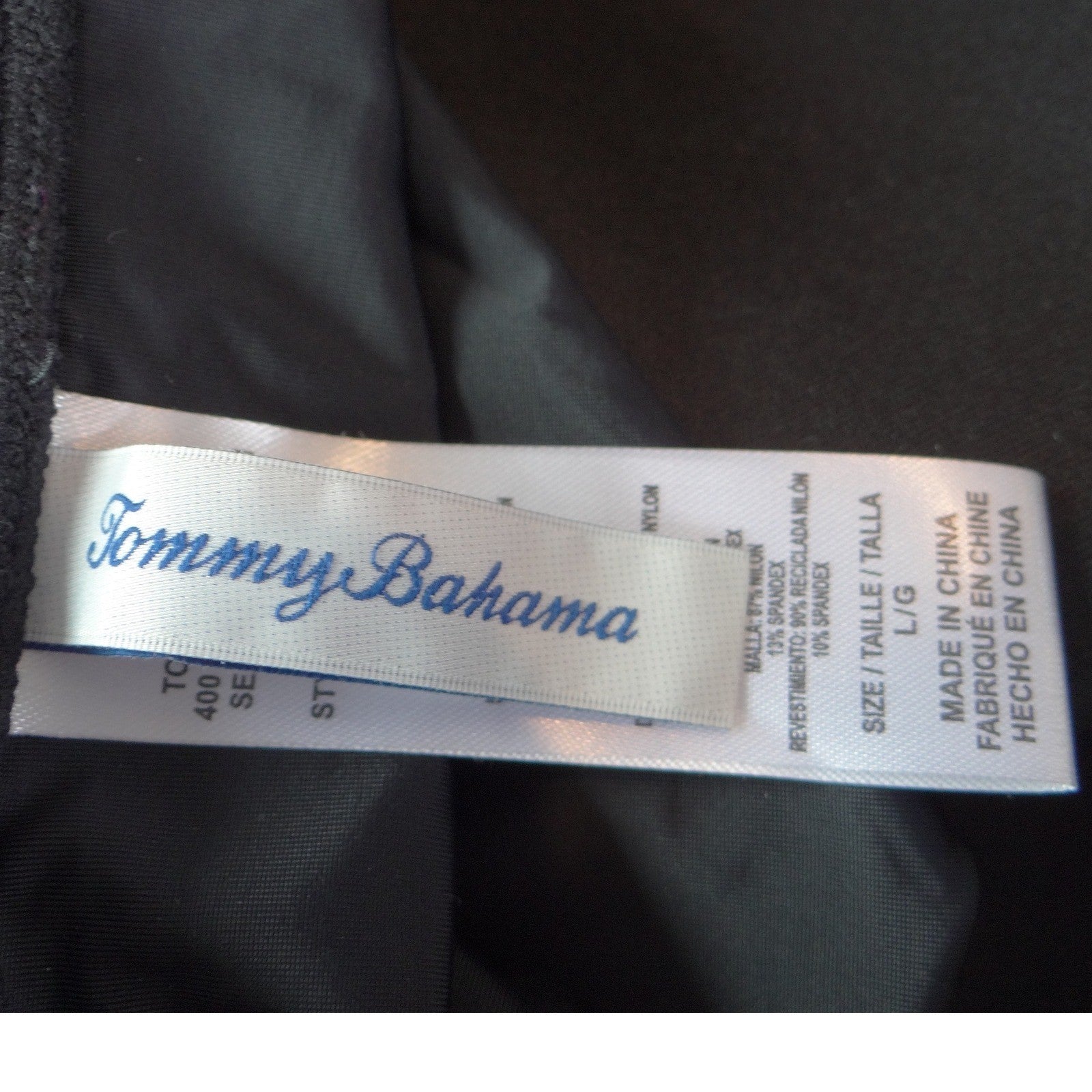 Tommy Bahama Mens Black Strapless Tankini Top Bandeau Tie Front Large
