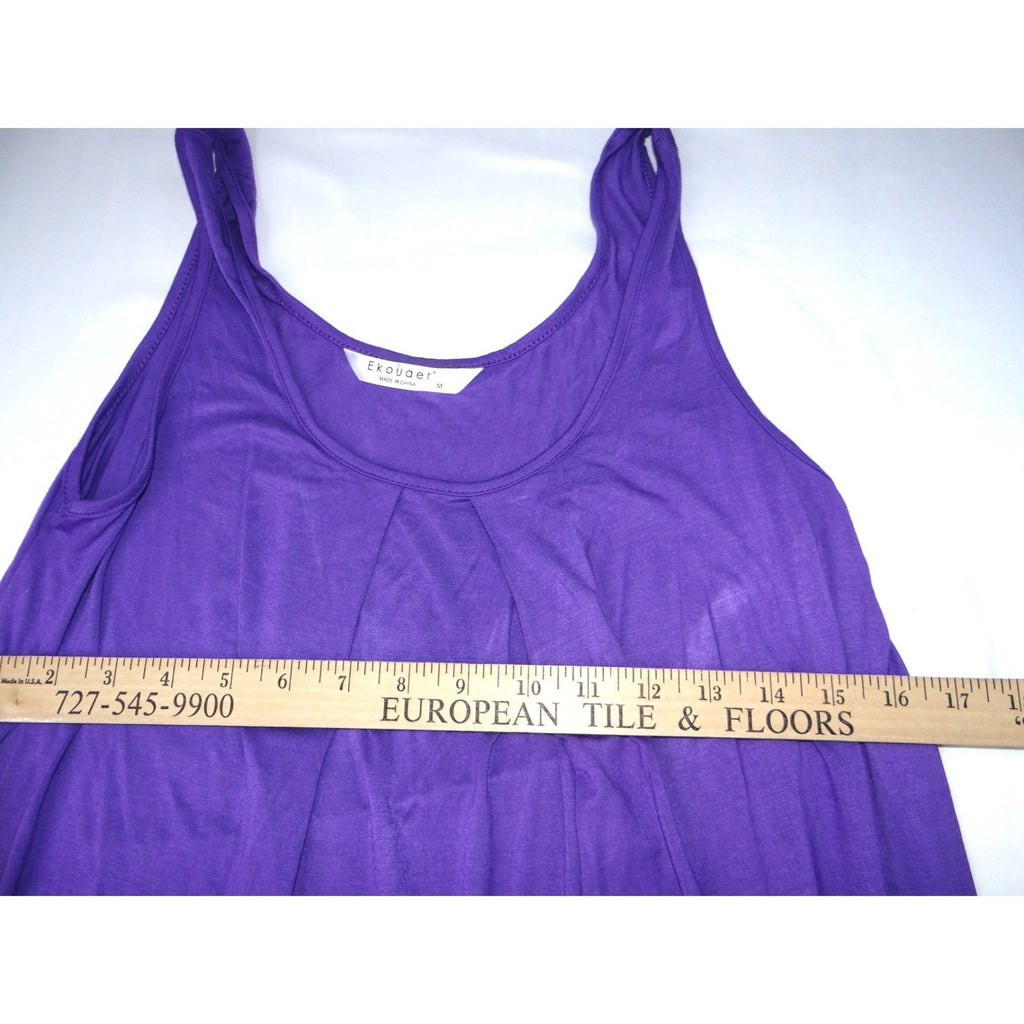 Ekouaer Purple Tank Maxi Dress Women's Size M Spaghetti Strap Pleated Front