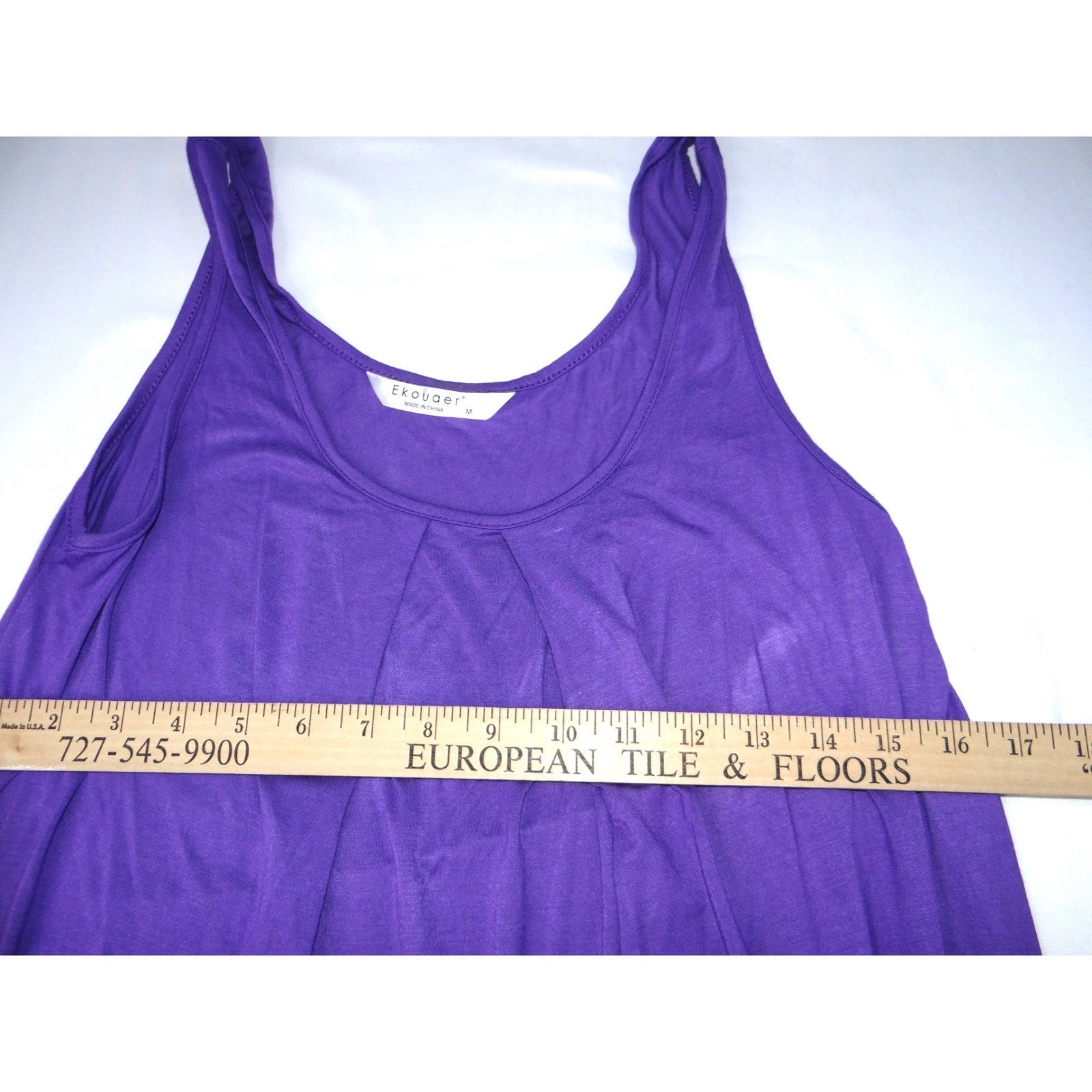 Ekouaer Purple Tank Maxi Dress Women's Size M Spaghetti Strap Pleated Front