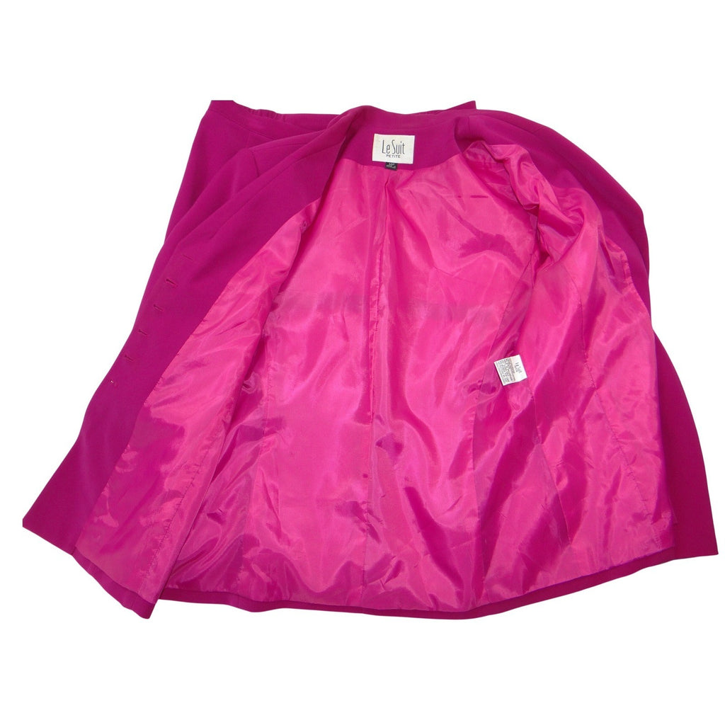 Le Suit Vintage Petite Women Magenta Pink 2 Piece Skirt Suit Blazer Set Size 10P