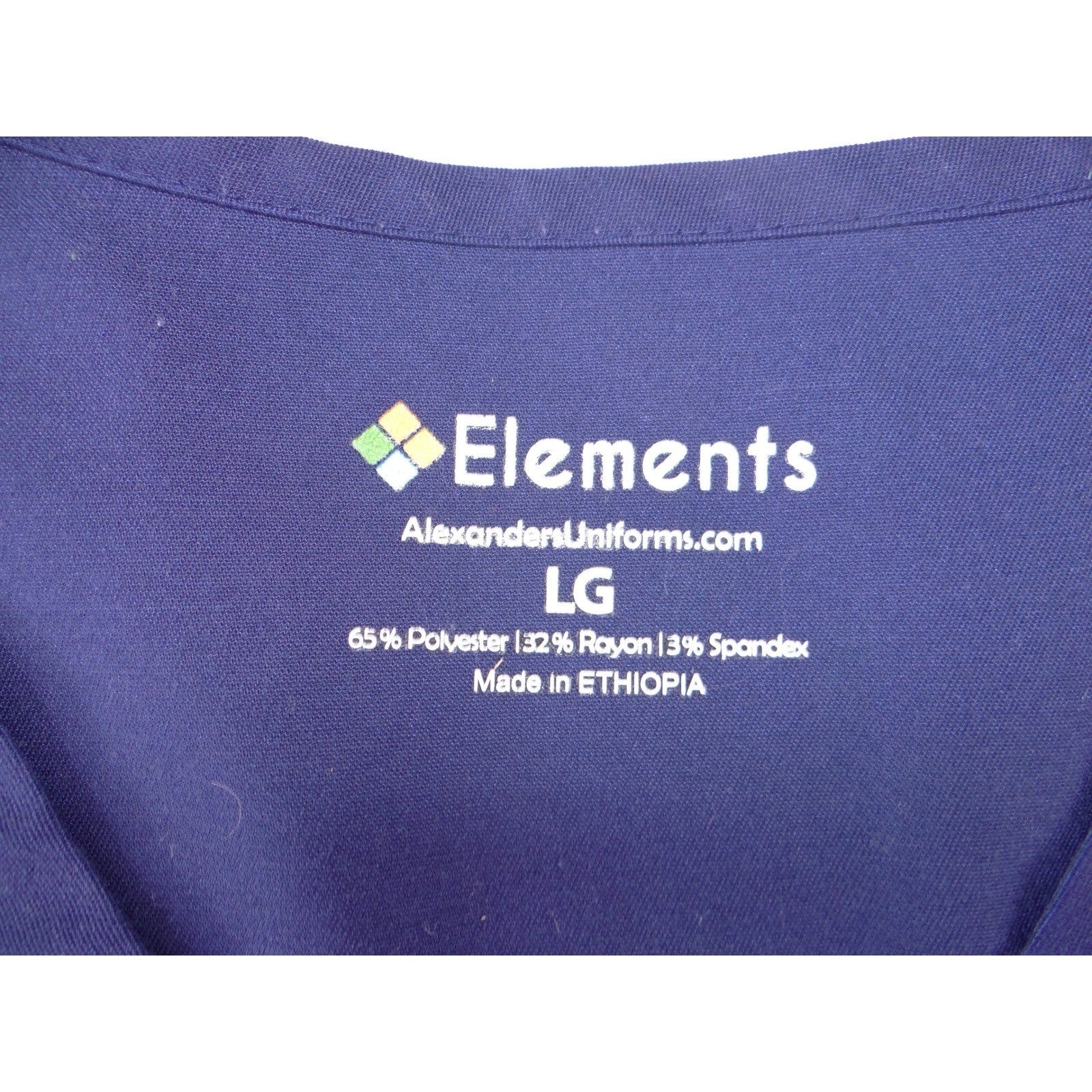 Elements Easy Stretch Navy Blue Scrub Set V-Neck Top Jogger Pants Med/Lg BU287