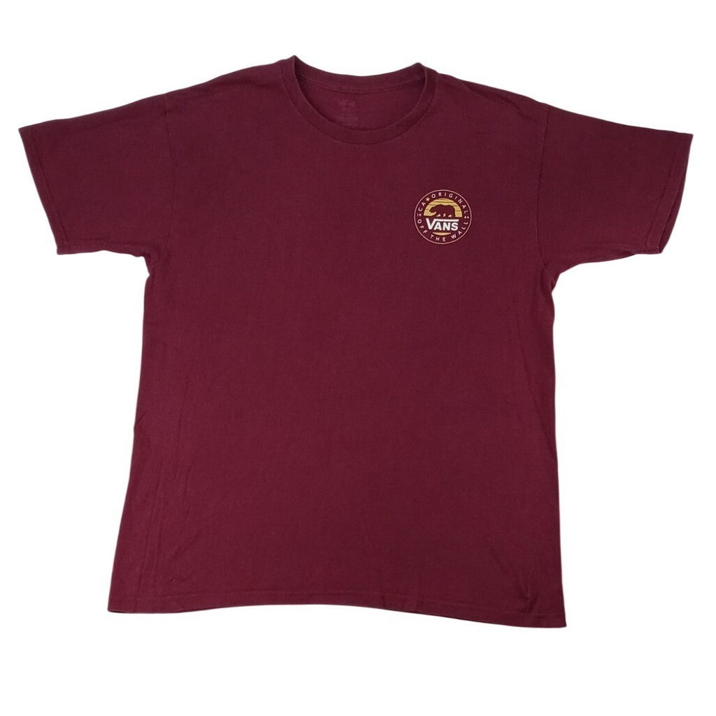 Vans California Originals Graphic T Shirt Burgundy Bear Logo Men's Large