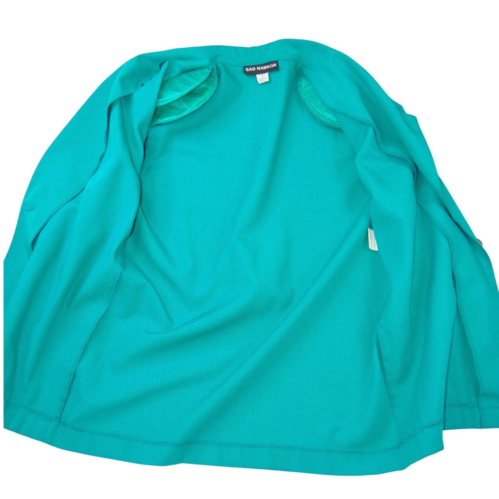 Sag Harbor Vintage Teal Green Blazer and Pleated Shorts Set Womens Large 90s