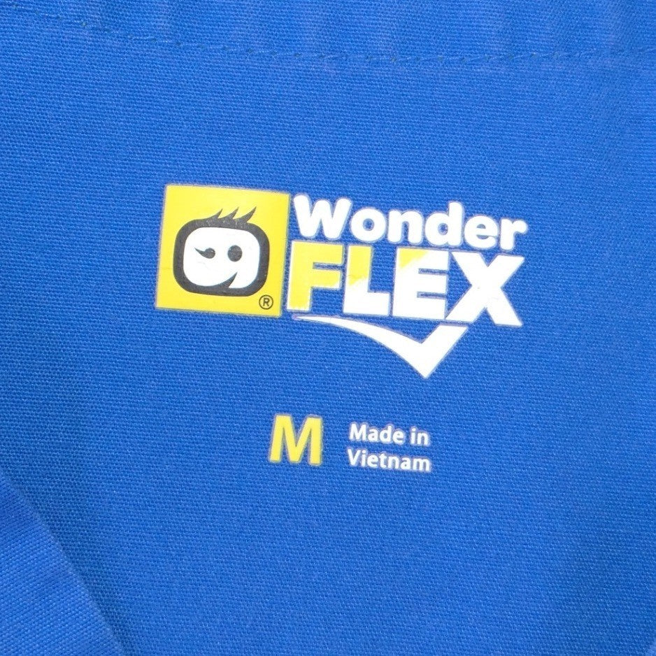 WonderWink WonderFlex Womens Blue Lime Green V-Neck Scrub Top Size Medium 0168