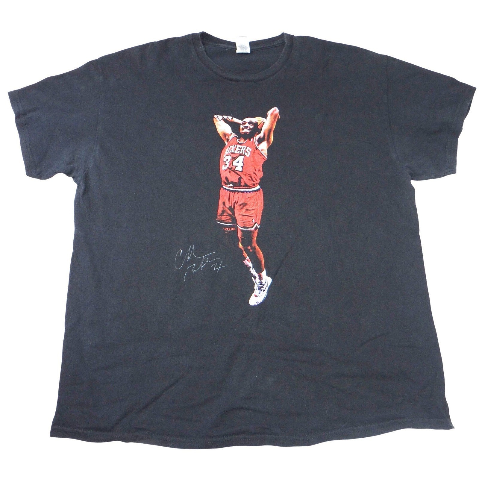 VTG Gildan Charles Barkley Philadelphia 76ers Graphic T-Shirt XL Black NBA Tee
