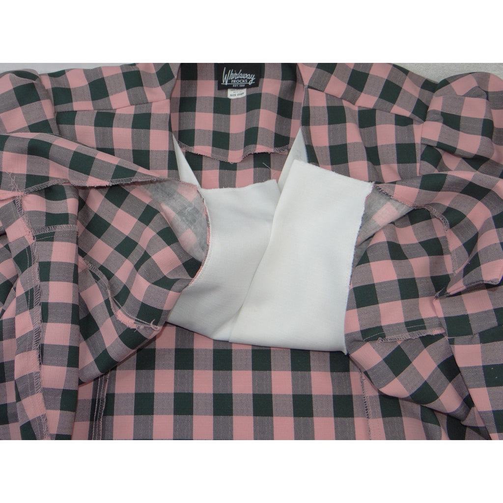 Whirlaway Frocks Vintage Pink Plaid Skirt Suit Set 22WP Puff Sleeve Made in USA