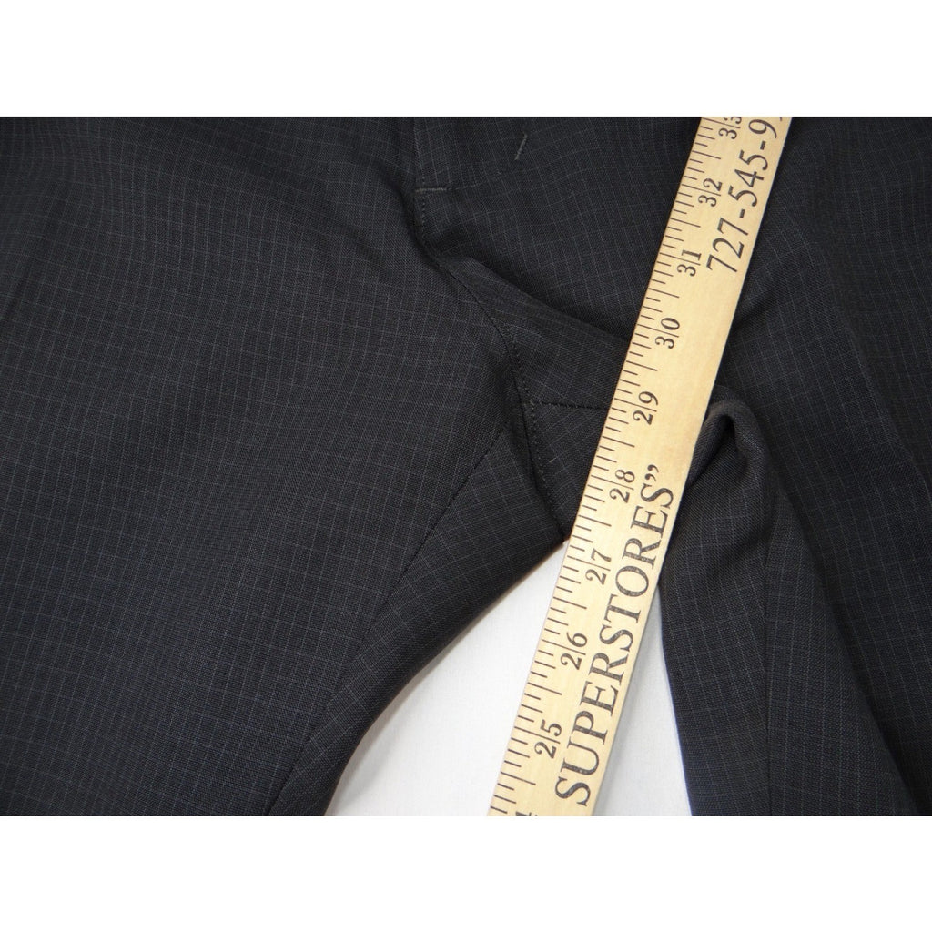 Haggar H26 Mens Dress Pants 38x29 Charcoal Black Micro Check Straight Leg Slacks