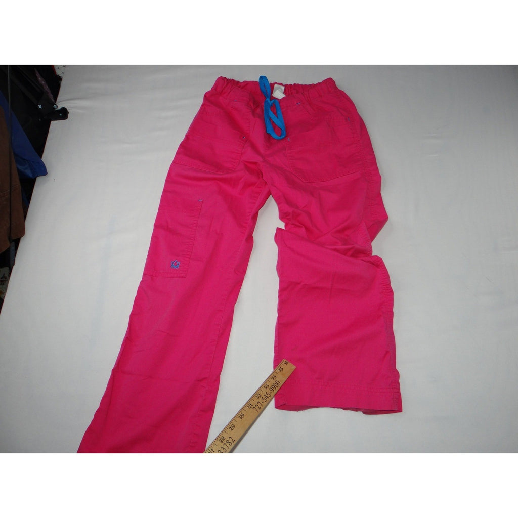 Hot Pink Scrub Pants Women's Cargo Pockets Drawstring Waist
