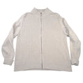 Lands End Mens XL Full Zip Ribbed Cardigan Sweater Oatmeal Beige Mock Neck