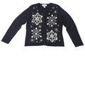 Vintage Heirloom Collectibles Sweater Cardigan Snowflake Beaded Sequin Black M