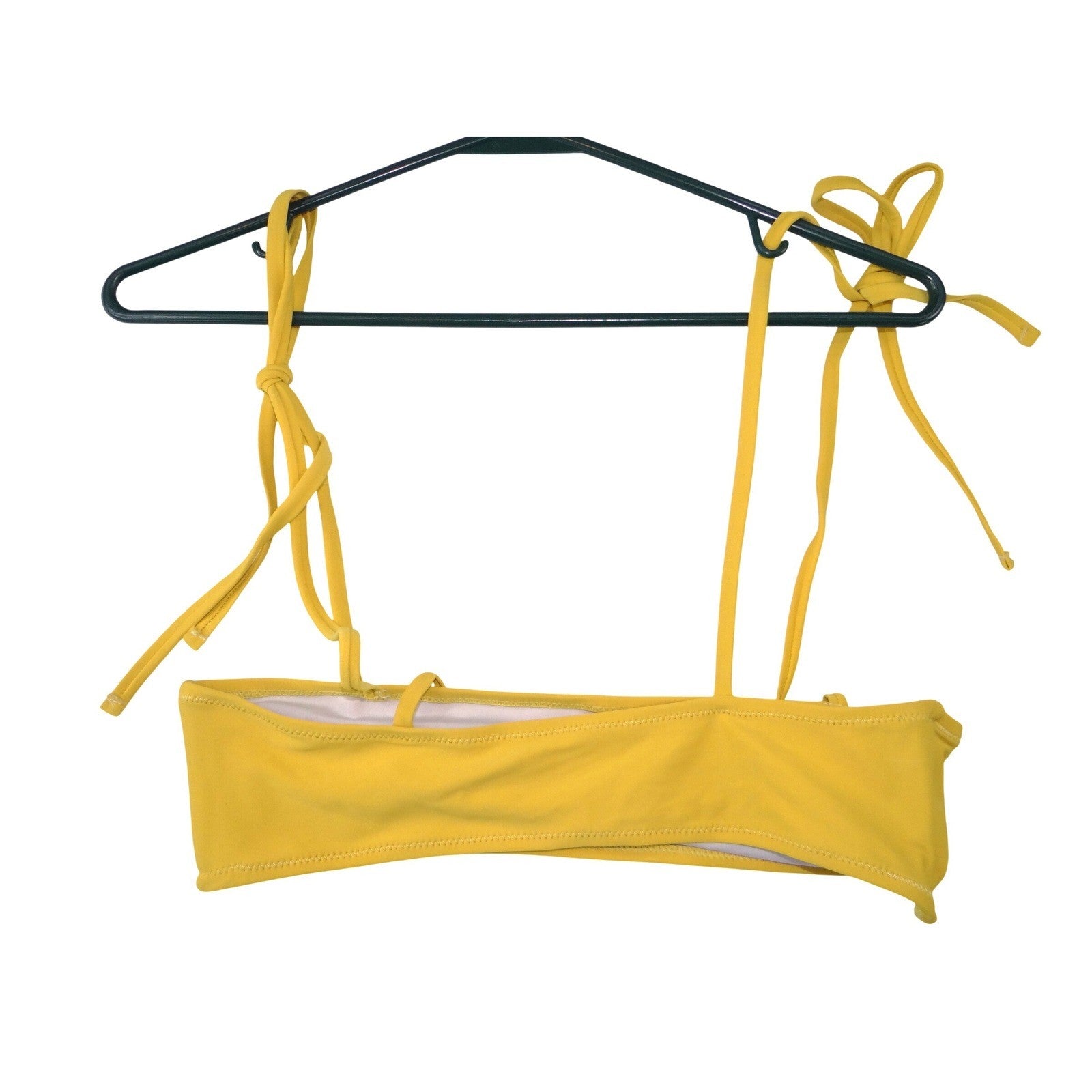 Womens Yellow Tie Shoulder Bandeau Bikini Set High Cut Two Piece Swimsuit M