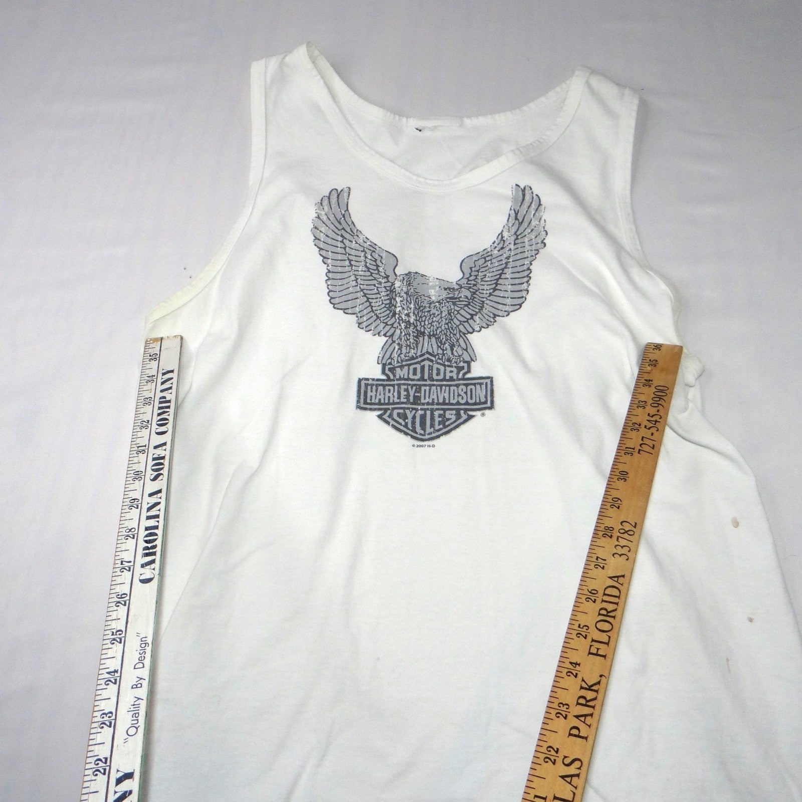 Harley Davidson Motorcycles Eagle Tank Top White Mens Size