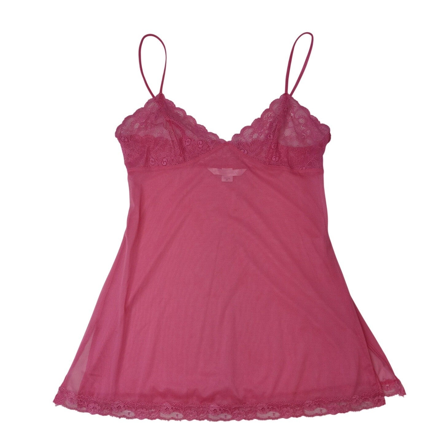 Victoria's Secret Pink Lace Trim Sheer Babydoll Chemise Lingerie Size M