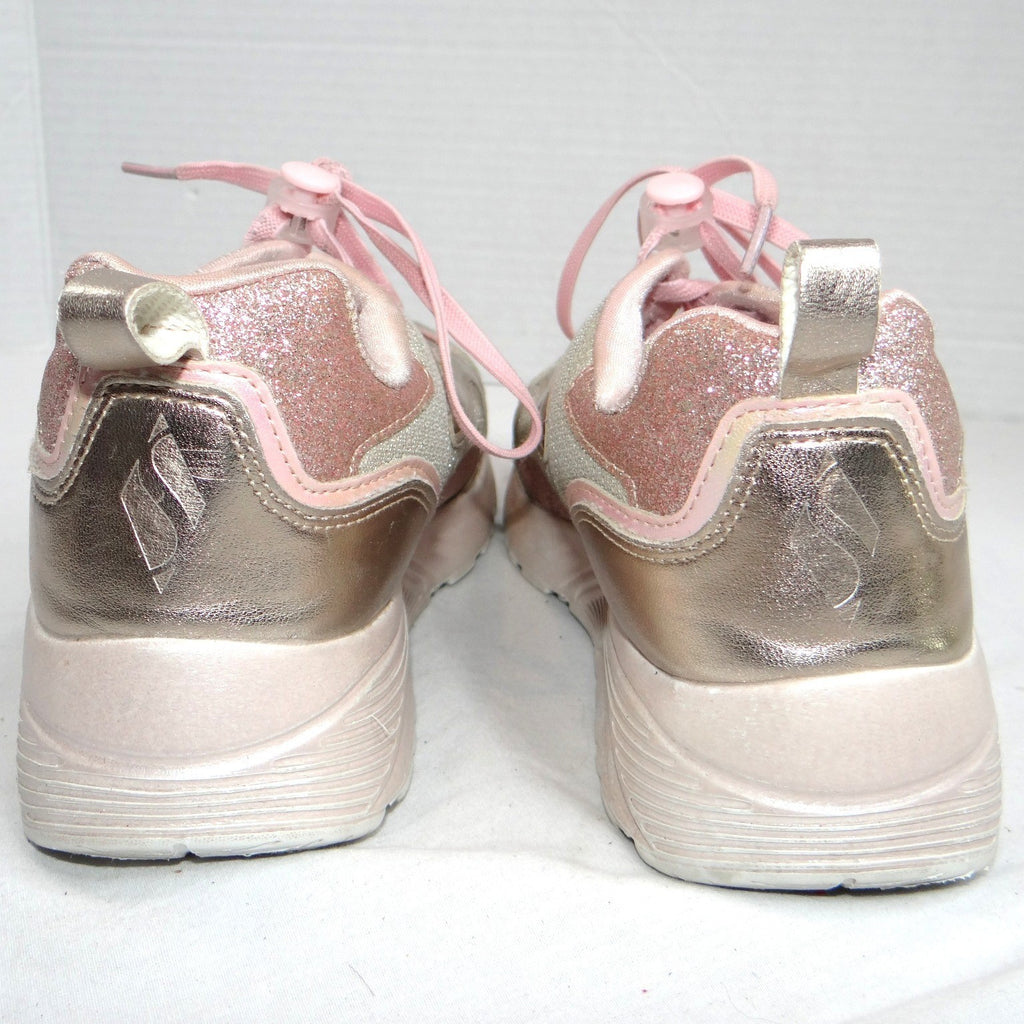 Skechers Kids Girls Sneakers Pink Gold Glitter Memory Foam Size 5