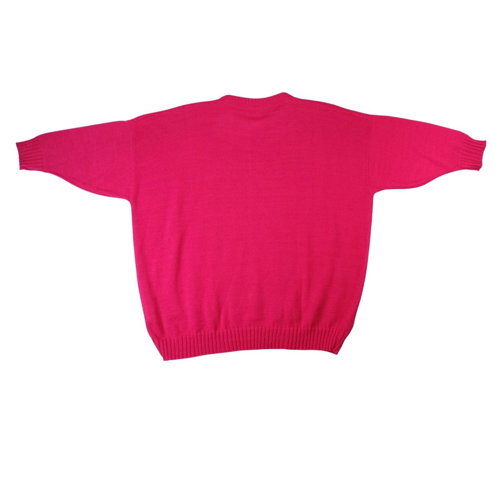 Vintage Justin Allen Women's Bright Pink Over-Sized Knit Sweater Made in USA