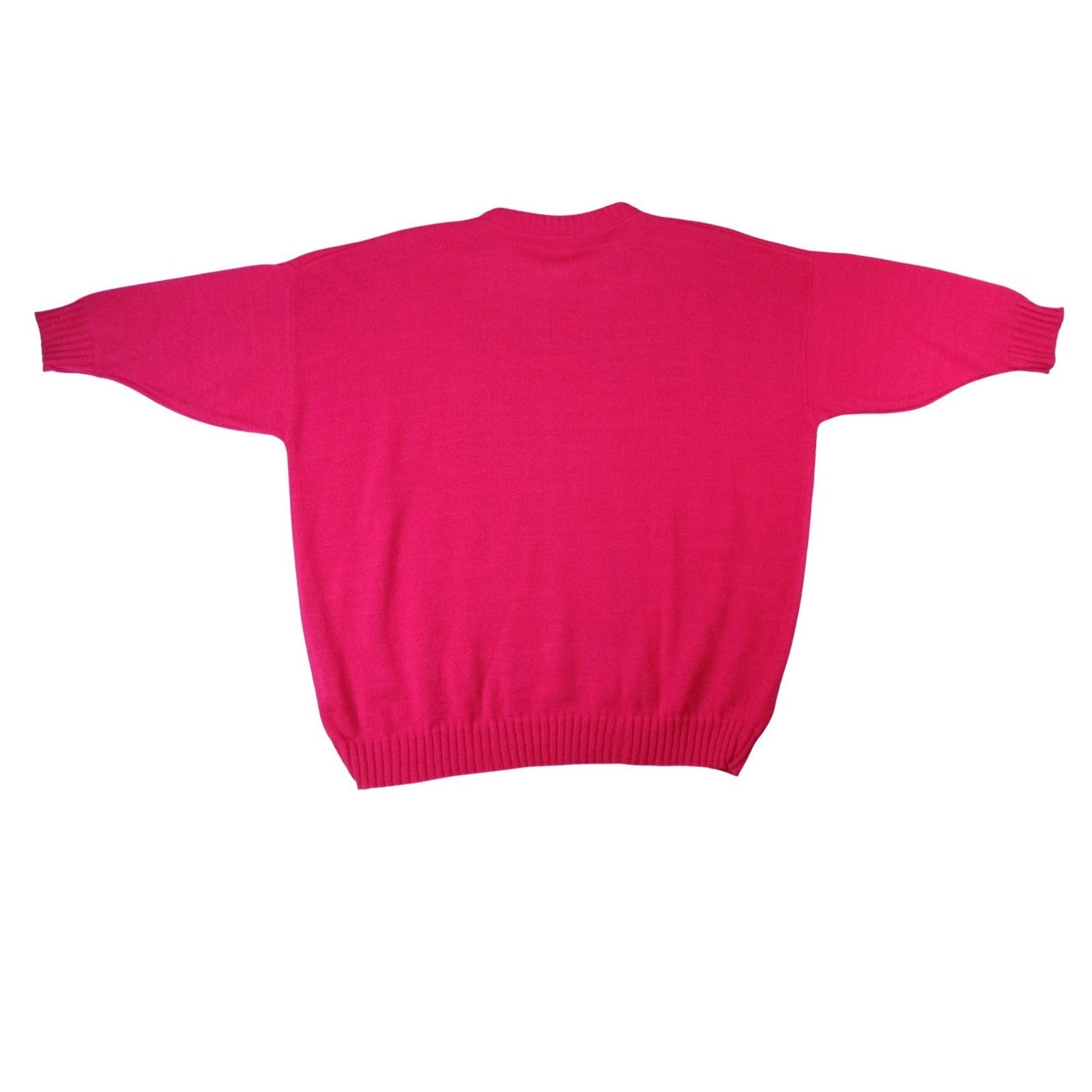 Vintage Justin Allen Women's Bright Pink Over-Sized Knit Sweater Made in USA
